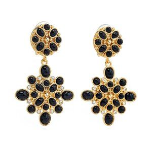 Kenneth Jay Lane, Black Or Tortoise Cabochon Drop Clip-On Earrings